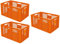 BRB 3x Eurobehälter durchbrochen/Stapelkorb, lebensmittelecht, Industriequalität, 600x400x320 mm, orange