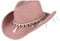 GEMVIE Women's Summer Straw Cowboy Cowgirl Hat Sun Hats Wide Brim Beach Holiday Straw Hat with Shell Band-Pink
