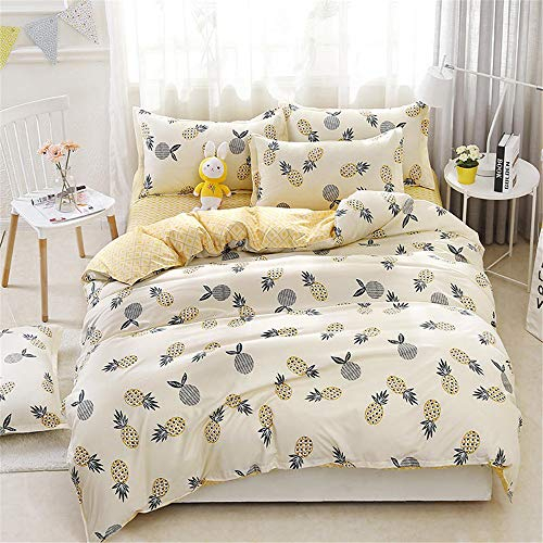 FANSU Bettwäsche Set 3 teilig, Freizeit Stil Bedrucktes Atmungsaktiv Microfaser Bettwäsche Set Kopfkissenbezug Bettbezug mit Reißverschluss Schließung (200x200cm,Ananas)