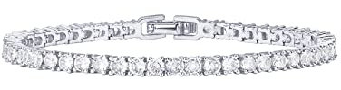 PAVOI 14K plaqué Or Zircon Classique Tennis Bracelet | Or Blanc Bracelets pour Femmes | 7,5 Pouces