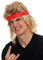 WIG ME UP - SARL002-FR7-02 Perücke Halloween Karneval Herren lang blond Vokuhila Stirnband 80er Actio-Star Wrestler