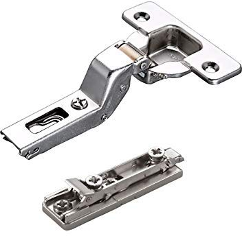 2 x Salice Topfband 110° Serie 200 Bohrbild T52 Innenanschlag inkl. Linear-Montageplatte Höhe 6 mm mit vormontierten Euroschrauben und Exzenterverstellung Topfscharnier von SO-TECH®