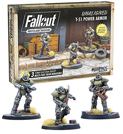 Modiphius Entertainment | Fallout Wasteland Warfare | Unaligned: T-51 Power Armour | Miniatures | Unpainted