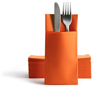 Alvotex CHIC Airlaid 50 Besteckservietten Bestecktaschen, Stoffähnlich, hochwertige Einwegserviette, 39x40cm, Orange
