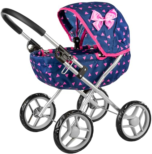 Kinderplay Puppenwagen ab 2, 3 Jahre Kinderwagen Spielzeug - Marineblaue, Puppenwagen Kombi, Leichte und Stabile Konstruktion, Höhenverstellbar 54 cm, Spielzeug Draussen, KP0260T