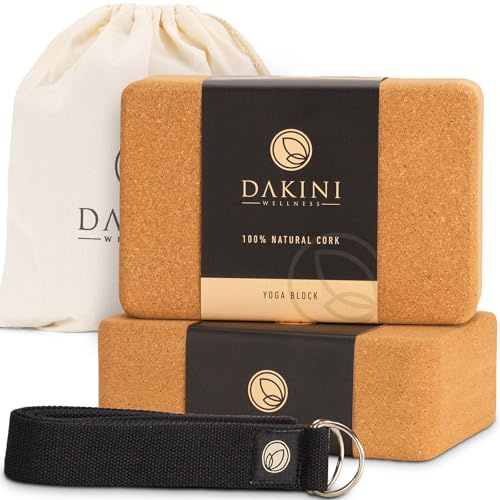 Yoga-Blöcke aus Kork, 2 Stück, mit Gurt und Tasche, Yoga-Blöcke, 22,9 x 15,2 x 7,6 cm, Yoga-Requisiten und Zubehör, Korkblöcke für Yoga