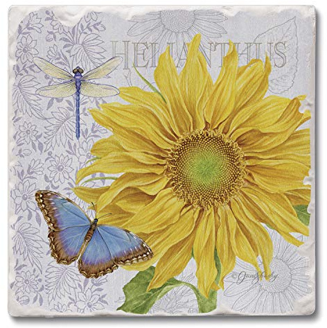 Thirstystone Sunflower Single Tumbled Tile Coaster 4 Square Mainufactured in The USA Create Your Own Collection