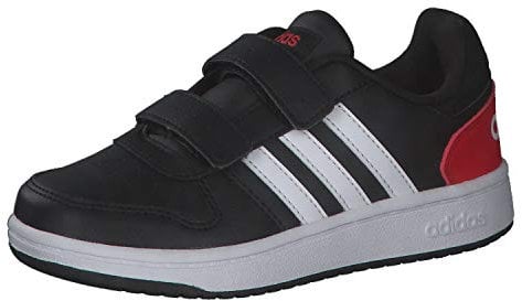 adidas Unisex Kids Hoops 2.0 Cmf C Basketball Shoe, Core Black Ftwr White Vivid Red, 1 UK