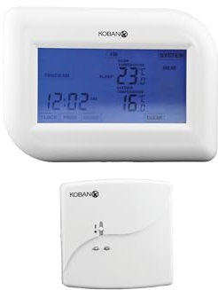 KOBAN KCT17-W-RF Thermostat sans Fil pour Chauffage Mural avec Programmation Quotidienne et Hebdomadaire. Thermostat Programmable Numérique avec Écran Tactile et Connexion à 3 Fils.