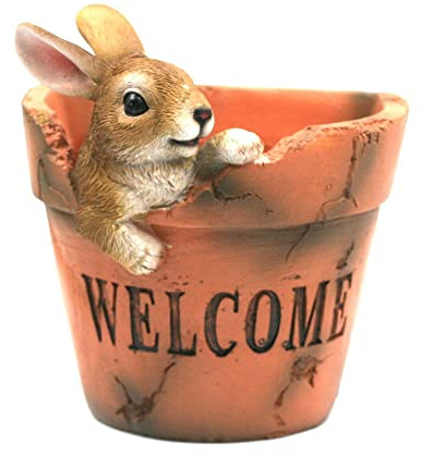 CP International Lapin Cache Pot à Suspendre - Welcome - PLANTER - Outdoor - 16 x 13 x 17 cm