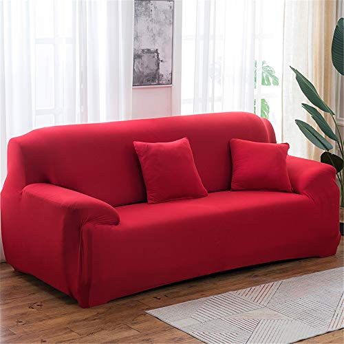 Surwin Sofabezug Sofa Überwürfe 1 2 3 4 Sitzer, Muster Elastische Universal Sofahusse Sofa Abdeckung Stretch Schonbezug Couchbezug für Armlehnen Sofa (rot,1 Sitzer (90-140cm))