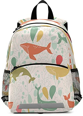 Kinder-Rucksack mit Meerfarbigem Wal, Kindergarten-Schultasche für Kleinkinder, Mädchen und Jungen