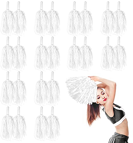 DILIBRA 24 Stück metallische Cheerleader-Pompons, Cheerleader-Cheerleader-Pompons mit Taktstock-Griff, Handblume für Erwachsene, Kinder, Teamgeist, Sport, Spiel, Tanzparty, 24 Stück