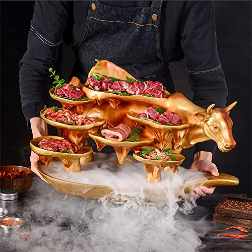 MNSSRN Japanese Wagyu Sushi Tray, Japanese Sushi Sashimi Plate, Turkey Meat, Fish Appetizers, Sushi Desserts, Lined Tray Salad Beef Tray,C