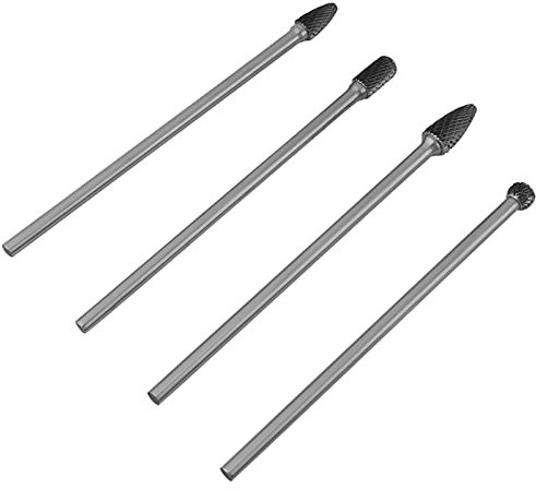 hartmetallfräser lang,4 Stück Hartmetall-Rotationsfeilen Double Cut Burr 4pcs Hartmetall-Rotary-Dateien Set 6 mm Schaft Metallbearbeitungswerkzeug 6mm für Grinder Drill