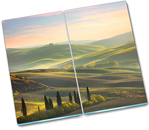 Decormat Cutting Board Protective Board Splash Protection 2x30x52 cm Stove Cover Plate Hardened Glass Kitchen - Tuscany -Cypress