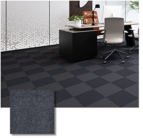 Self Adhesive Carpet Floor Tiles Square, 12 Pcs Peel And Stick Non-Slip Carpet Floor Tiles Home Furnishings Flooring Use, Easy Install DIY(Size:30x30cm,Color:Dark Grey)