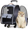 Lekespring Hunderucksack Katzenrucksack mit Trolley 2 in 1 bis 8 kg, Faltbare Hunderucksack Große Transportbox für kleine Hunde, Blau Gestreift-L