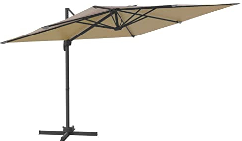 vidaXL Ampelschirm mit Aluminium-Mast Sonnenschirm Marktschirm Gartenschirm Strandschirm Balkonschirm Schirm Kurbelschirm Taupe 300x300cm
