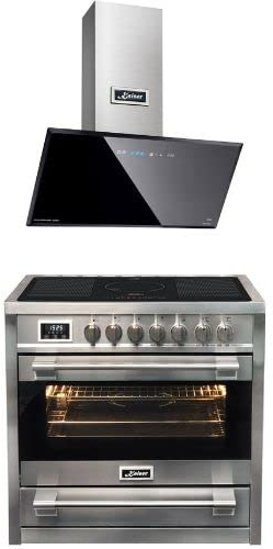 Kaiser Cocina de inducción HC 93691 IR+AT 9430 F ECO, Cocina eléctrica 90 cm /5 zonas de cocción+campana extractora, 90 cm