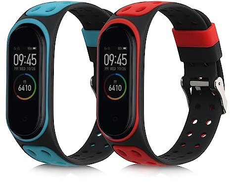 kwmobile 2X Sportarmband kompatibel mit Xiaomi Mi Band 4 / Mi Band 3 Armband - Fitnesstracker Band Set aus TPU Silikon