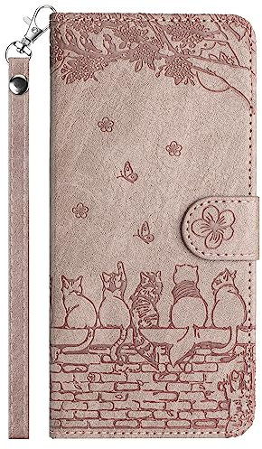 Aisenth Case for iPhone 11 Pro Max (6.5 inch), Embossed Cute Cats, Butterfly, Flower PU Leather Magnetic Wallet Flip Case Protective Cover with Stand function, Card Slots (Purple Smoky)