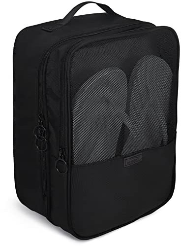 Aosbos Sac à Chaussures de Voyage Housses de Rangement avec Double Couhces Anti-poussière avec Fermeture pour Déplacement Vacances Sortie Maison, Noir