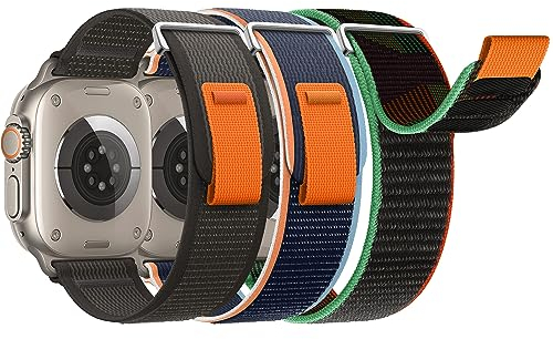 3 Stück Trail Loop Kompatibel mit Apple Watch Armband 40mm 38mm 41mm für Damen Herren, Nylon Stoff Armbänder Weich Sport Loop für iWatch Ultra SE Series 9 8 7 6 5 4 3 2 1
