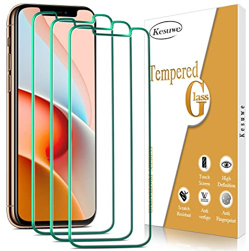 Kesuwe [Pack of 3] Screen Protector for iPhone 11 Pro, iPhone XS, iPhone X, Anti-Scratch, Anti-Bubble, 9H Hardness, HD Clear Glass Protective Glass, Easy Installation