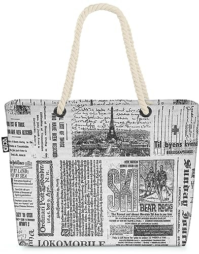 VOID Zeitung Historisch Artikel Lesen Strandtasche Shopper 58x38x16cm 23L XXL Einkaufstasche Tasche Reisetasche Beach Bag