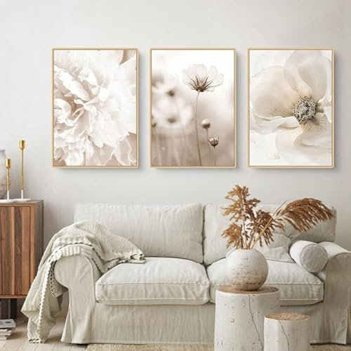 LPFNSF Beige Home Decoration Poster, Modern Reed Plant Landscape Painting for Bedroom, Living Room, Office Background Wall, Frameless (Style 10, 60 x 90 cm x 3)