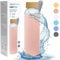 Aquafloow Flacons d'eau Transparents, Brosilicate Étui en Néoprène 700 ml, Bouteille d'eau en Verre avec Couvercle en Bambou, Sans BPA | Idéale pour Le Bureau, L'école, La Maison – Rose