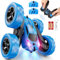 QUNREDA Remote Control Car, RC Cars Toys for Kids Ages 6-12, 4WD Stunt Car with LED Lights & 360° Flips, 2.4GHz, Upgraded USB-C Modular Batteries, 8-10 Year Old Boys Blue