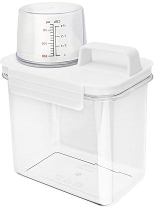 TEKONDA Boîte de rangement pour poudre à laver, distributeur de détergent hermétique avec verre doseur, céréales, stockage pour détergent, céréales, 1100 ml