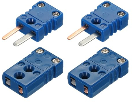 QUARKZMAN T-Typ Thermoelement Drahtverbinder Buchse Stecker Adapter 2er Set | Hochtemperatur 200°C 392°F für Thermoelement-Sensorsonde Blau
