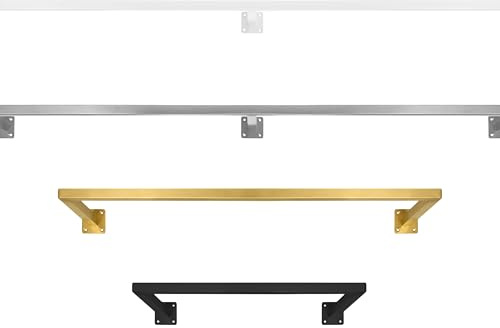 Natural Goods Berlin 1x Kleider-Stange RECHTECK | Einfache Wand-Montage | Garderoben-Stange Industrial Style | Kleider-Stangen aus Metall in Weiß | DIY-Garderoben-System | Wand-Garderobe 150x30 cm