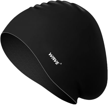 Lin's Liliana Cuffia da nuoto alla moda per uomo e donna, in silicone impermeabile di alta qualità, unisex, design confortevole (nero)