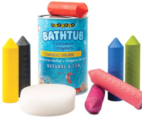 Medenka Badestifte für Kinder, 7 waschbare, ungiftige Bienenwachsfarben, sicher für alle Altersgruppen, natürliches umweltfreundliches Badespielzeug für Kleinkinder, Kinder, leicht zu reinigender