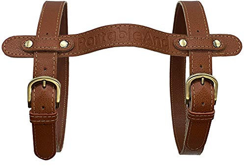 PortableAnd Outdoor- und Picknickdecke, Tragegurt, echtes Leder, für Camping, Festivals, Picknicks, Strände (Naturbraun, groß)