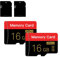 2 Stück Micro Speicherkarte 16 GB mit Adapter, C10/U3/UHS-I/A1, TransFlash Karte, TF Karte für Kamera, Smartphone, Tablet, Drohne (Rot 16GB*2)