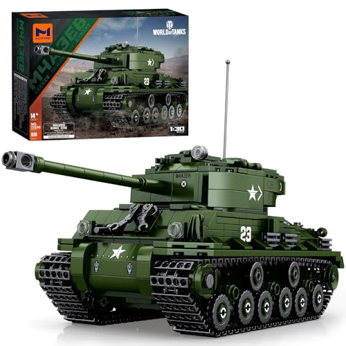 MISINI 77030 M4A3E8 Sherman Medium Tank Building Block Kit, 1:30 Scale Adult Model, Green, 836 Pieces, Includes Tank World Game Item Exchange Card, Perfect for Military Enthusiasts, Adults, 14+