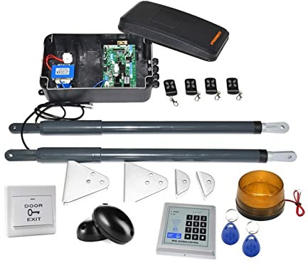 Actuador lineal de 12 V CC, engranaje helicoidal, abridor automático de puerta oscilante (fotocélulas, lámpara, botón, gsm, teclado opcional) for seguridad en el hogar/granja/garaje/negocios Para abri