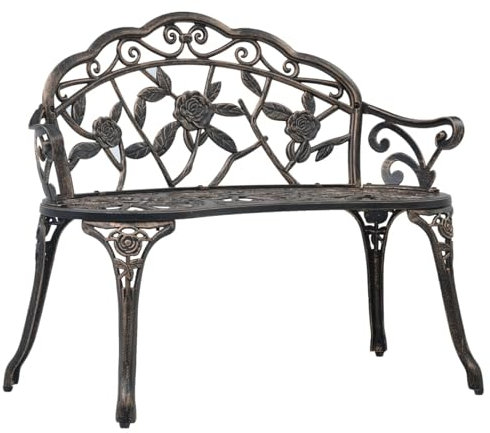 Iiaky Gartenbank 100 cm Sitzbank Balkon Gartenbank Sitzbank GartenbäNke FüR DraußEn Garden Benches Bank Outdoor Aluminiumguss Bronzefarben