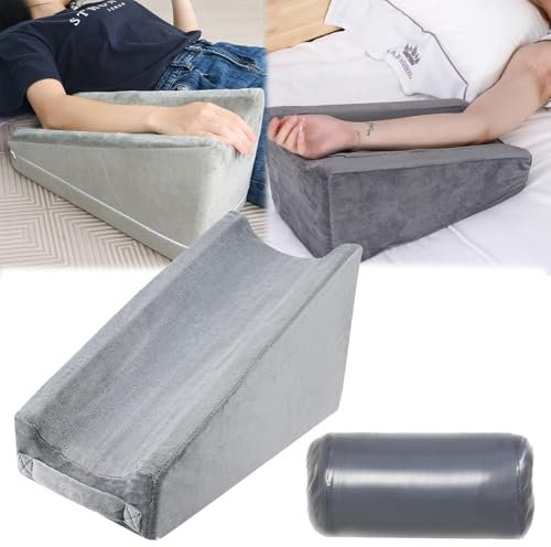 Mocoli Armlehnen Polster, Keilkissen Armkissen Arm Hebungskissen Arm Elevation Kissen Mit Abnehmbarem Kissenbezug Armkissen für Erwachsene Nach Der Operation 40×24×20cm Hellgrau