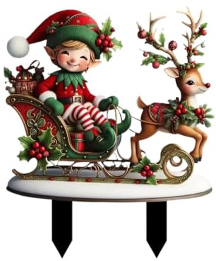 Weihnachtsfigur Gartenstecker Weihnachtsschmuck, 2D Acryl Weihnachtsstecker Weihnachten Figur Dekostecker, Weihnachtsfiguren Für Rasen, Verandas, Terrasse, Bauernhaus, Garten