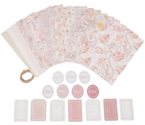 craspire 40 Papier de Scrapbooking à Fleurs Vintage Rose Style Rustique Papier Origami Papier à Motifs Floraux Papier à Motifs Colorés Simple Face Papier Artisanal Décoratif pour la Fabrication