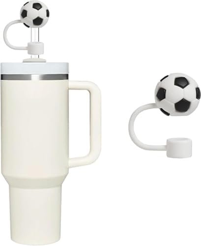 Soccer Straw Cover for Stanley 40&30 Oz Cup, 10mm Silicone Straw Covers Cap for Stanley Cup Accessories, Cute Straw Topper for Tumblers, Straw Cap Stopper for Reusable Straws Tip Lids 10mm