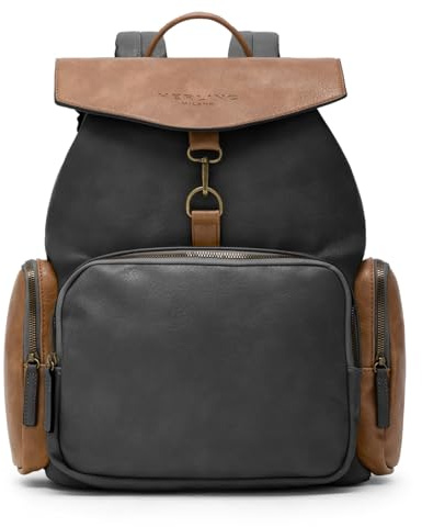 HERLING Rucksack Herren/Damen BENNETT klassisches Vintage-PU-Leder (Anthracite Grey)