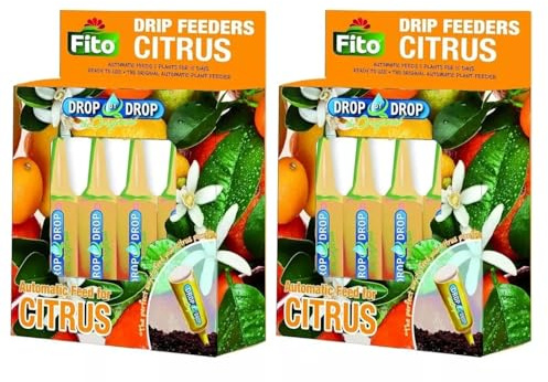 Fito Citrus Plant Drip Feeders 10 x 32ml Easy Slow Release Fertiliser for Healthy Growth and Fruiting No Mess, No Measuring Up to 75 Days of Citrus Plant Nutrition Orange - 2 Pack