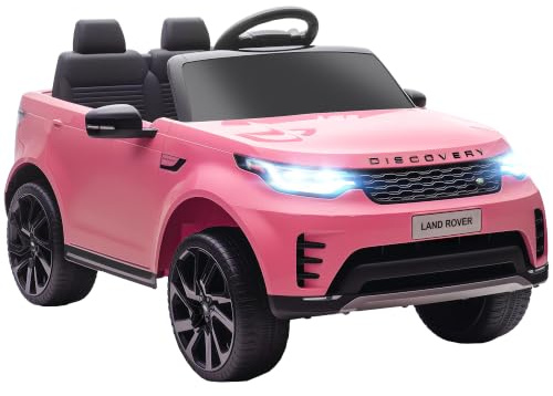 AIYAPLAY Land Rover Discovery Licensed 12V Electric Car for Kids Pink | Ride on SUV with Remote Control, 4 Wheel Suspension System, Slow Start, LED Lights, Music, for 3-6 Years Old